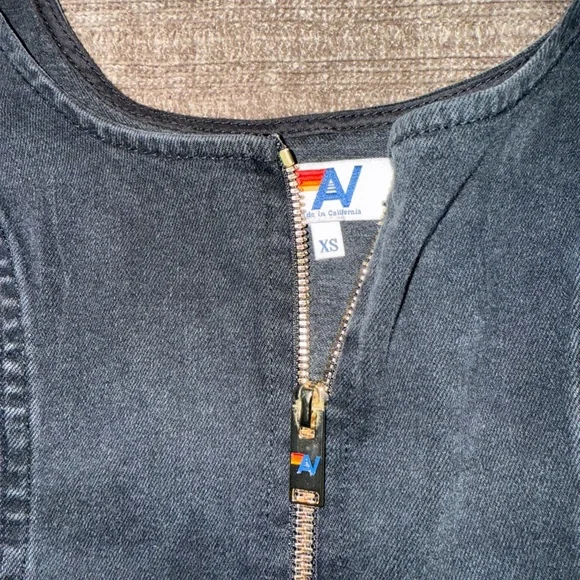 Aviator Nation Denim Crop Top with Zipper - Picture 3 of 3